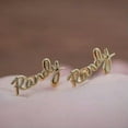 thumbnail image 1 of GKNET Personalized Custom Name Cursive Name Earring Ear Stud Birthday Valentine's-Gold, 1 of 9