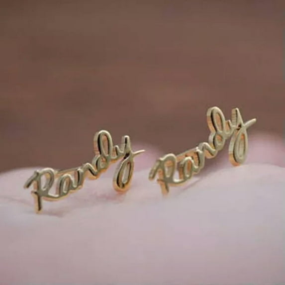 GKNET Personalized Custom Name Cursive Name Earring Ear Stud Birthday Valentine's-Gold