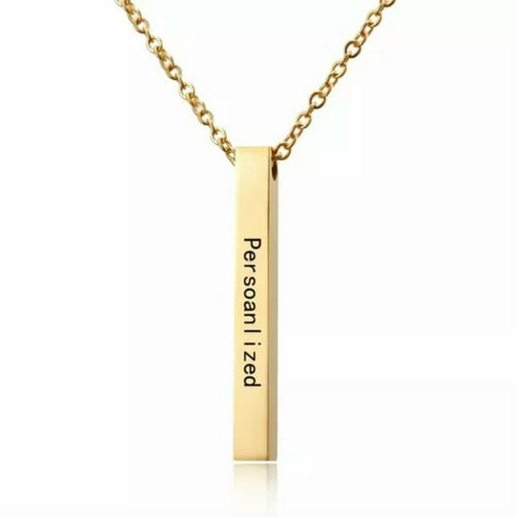 GKNET Personalized Custom Name Engraved Stainless Steel Pendant Necklace Chain Jewelry-Gold