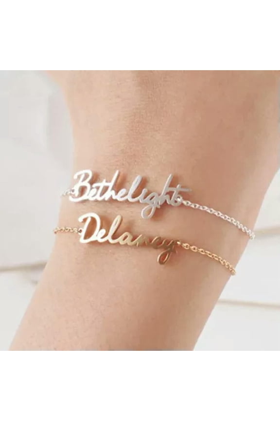 Personalized DIY Handwriting Custom Name Stainless Steel Bracelet Valentine Gift-Rose Gold