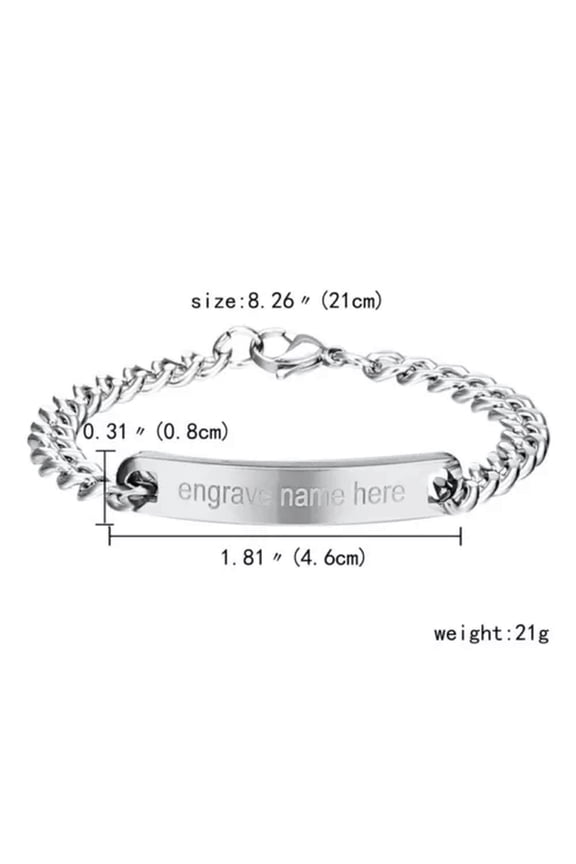 Personalized Free Engraving Stainless Steel Bracelet Chain Name Women Men Gifts-8MM For Men