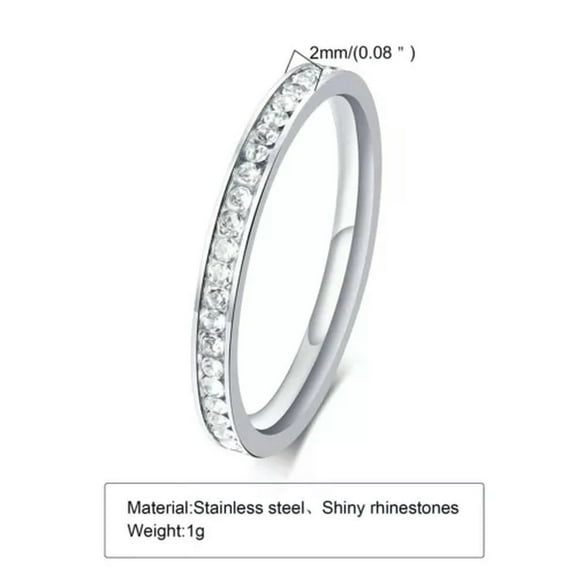 GKNET Personalized Simple Style Women's Fine Ins Zircon Stainless Steel Rings Size 5-8