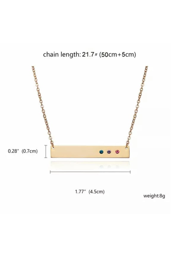 Personalized Stainless Steel Pendant Necklace Custom Engraved Letter Name New-None-Rectangle Crystal-Gold