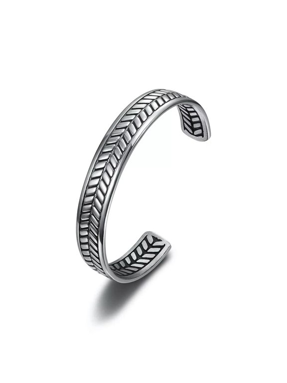 Personalized Stainless Steel Vintage Polished Arrow C-shaped Open Bracelet Cuff