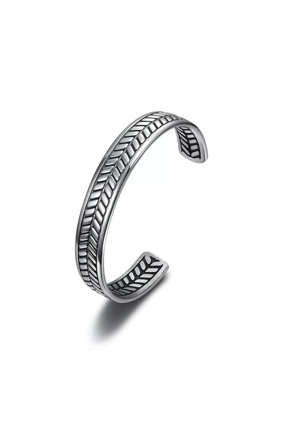Personalized Stainless Steel Vintage Polished Arrow C-shaped Open Bracelet Cuff