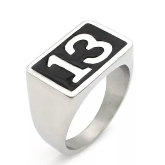 GKNET Personalized Vintage Lucky Numbers 13 Men's Stainless Steel Rings Size 7-15-12
