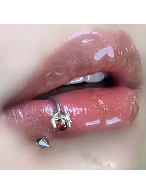 Piecing Lip Stud C-Shape Lip Ring Body Delicate Jewelry Titanium Steel Labret Lip Ring-Red-1.2*8mm