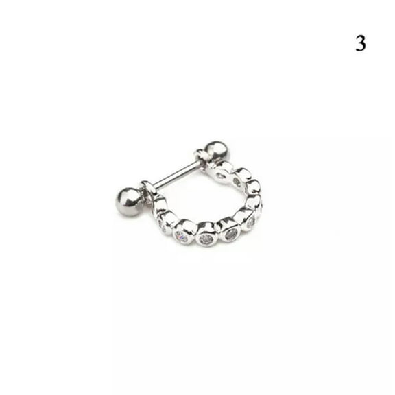 GKNET # Piercing Delicate Jewelry Helix Earring Hoop Earring Ear Stud Zircon 1PC Steel Barbell-3