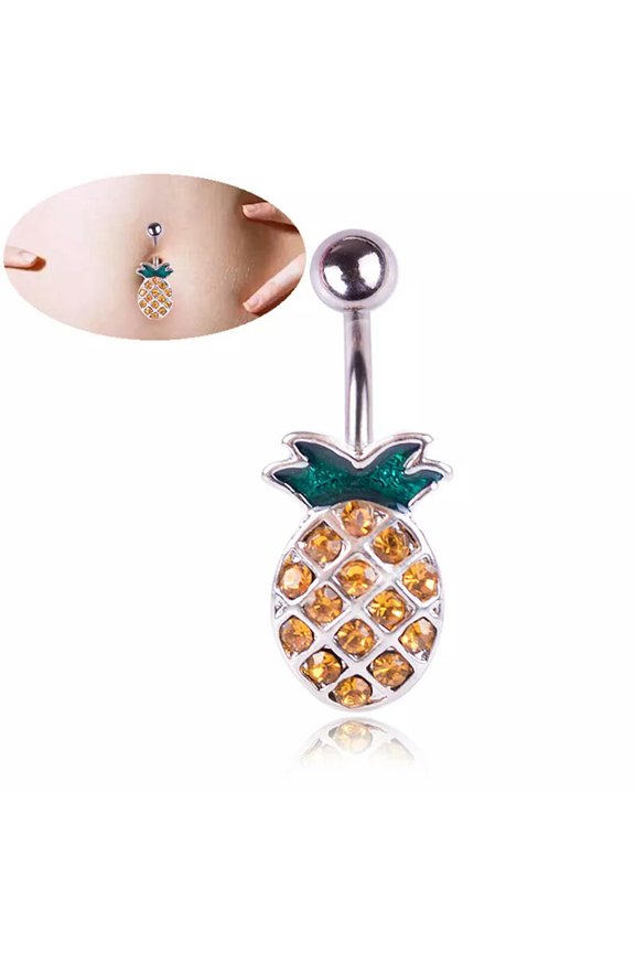 Pineapple Steel Navel Rings Crystal Belly Button Ring Bar Body Piercing Jew.82