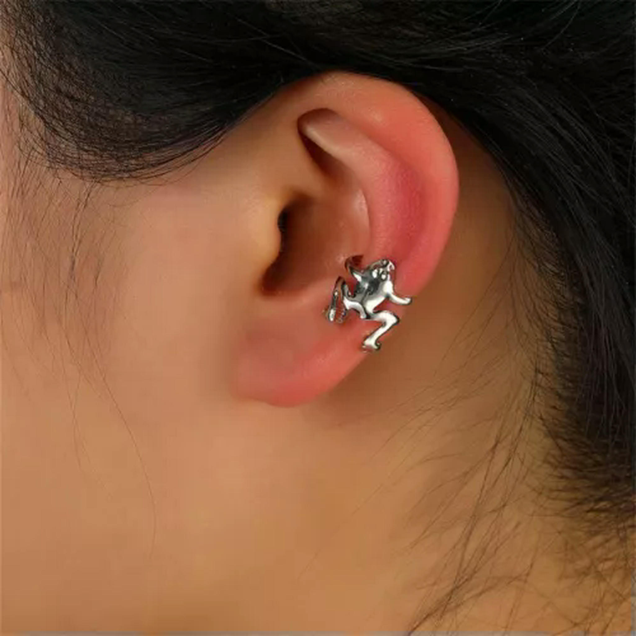 GKNET Punk Funny Cat Green Frog Animal Ear Clip Stud Earring Women Men ...
