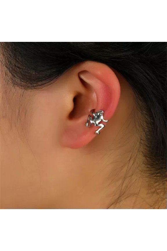 Punk Funny Cat Green Frog Animal Ear Clip Stud Earring Women Men Retro Jewelry-1 PCS Ear Clip #8