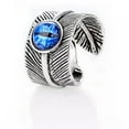 thumbnail image 1 of GKNET Punk Gothic Evil Eye Retro Good Luck Feather Open Ring Adjustable Delicate Jewelry New-Blue, 1 of 8
