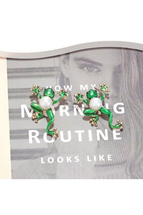 Punk Green Frog Gecko Animal Ear Clip Stud Earring Women Men Retro Delicate Jewelry Gift-2 PCS Ear Clip #1