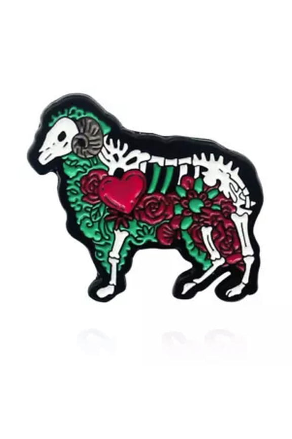 Punk Halloween Enamel Brooch Pins Shirt Collar Lapel Pin Necktie Clip Gift Bee~-#1 Skeleton sheep