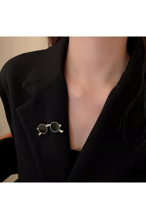 Punk Mini Sunglasses Brooches Vintage Metal Glasses Shaped Pins Women Men Pa_tu