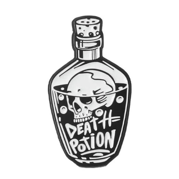 GKNET Punk Skeleton Enamel Pin Black White Skull Potions Brooches Lapel Badges Jewelry-5