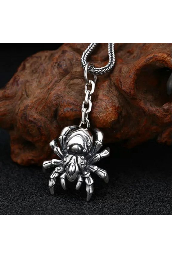 Pure S925 Sterling Silver Pendant Men Women Lucky Chain Spider Pendant 12g