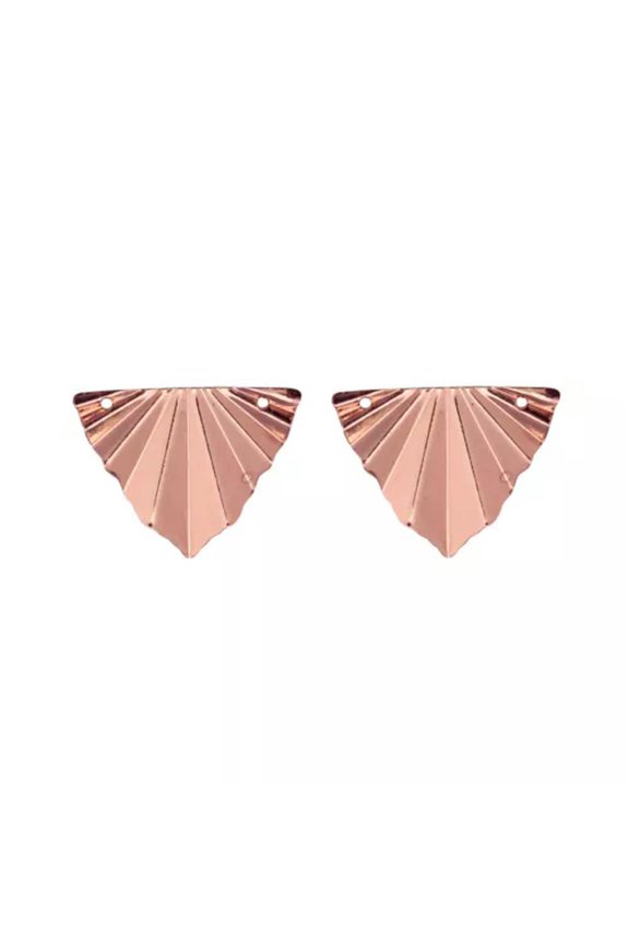 Raw Brass Rose Gold Plated Folded Triangle Charm Wave Geometric Pendant For Diy -Rose gold