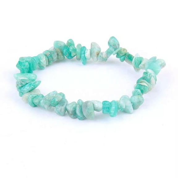 GKNET Raw Natural Quartz Amazonite Crystal Gravel Gemstone Bracelet Stretchable Bangle