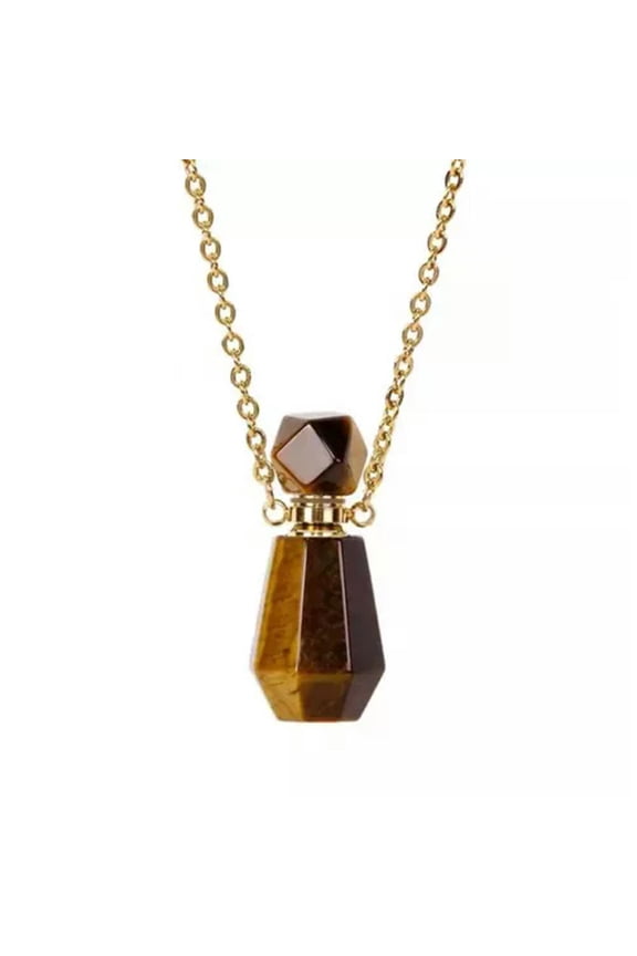 Raw Natural Quartz Crystal Perfume Bottle Pendant Healing Gemstone Necklace Gift-5Pcs-Tiger Eye Quartz