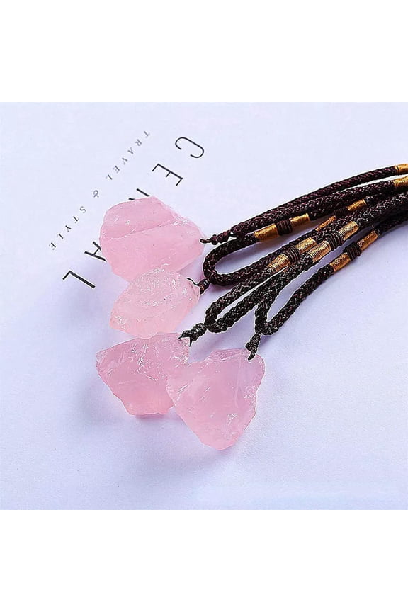 Raw Natural Rose Quartz Crystal Pendant Chakra Stone Meditation Talisman Healing