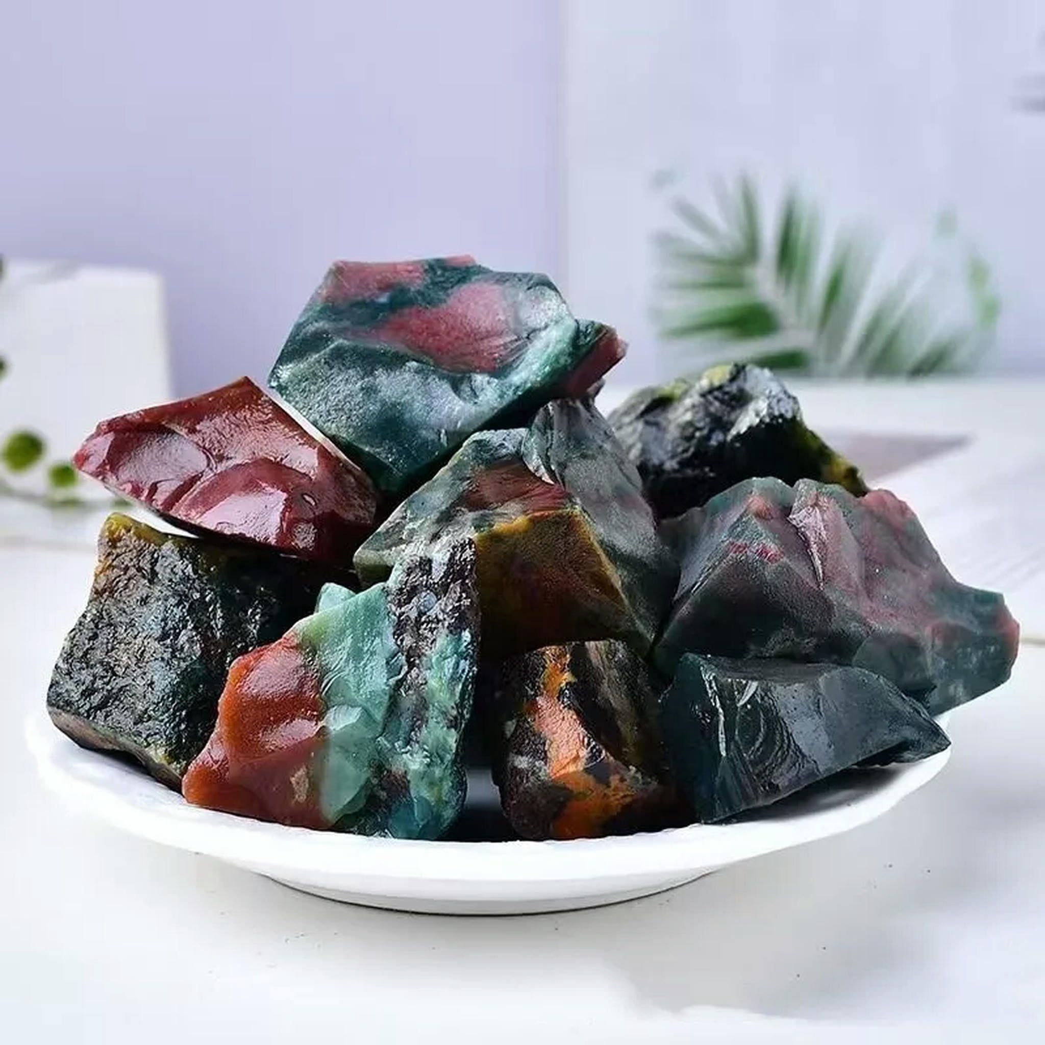 GKNET Raw Ruby Ocean jasper Rough Mineral Rocks Crystal Healing Home ...