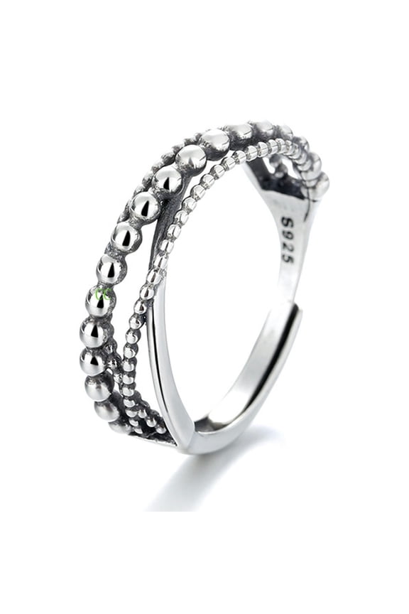 Real 925 Sterling Silver Couple's Thai Silver Ring Open Ring Us Size:5-10-B