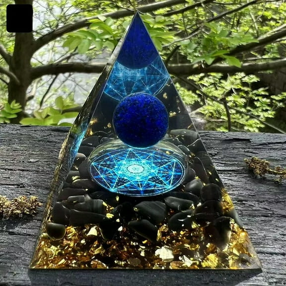 GKNET Reiki Energy Healing Large Chakra Orgone Orgonite Obsidian Crystal Pyramid