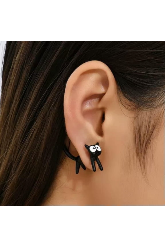 Retro Black Cat Funny Ear Stud Earrings Simple Earrings Fashion Delicate Jewelry Women-1.Cat Earrings