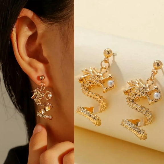 GKNET Retro Chinese Style Dragon Stud Earrings Drop Dangle Women Statement Delicate Jewelry New