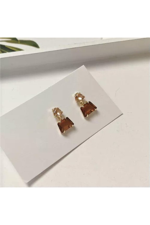 Retro Coffee Earrings Hepburn Style French Earrings Geometric Fashion Jewelry-1