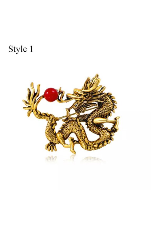 Retro Crystal Enamel Dragon Brooch Pin Women Men Costume Delicate Jewelry Party Gift Hot/-style 1