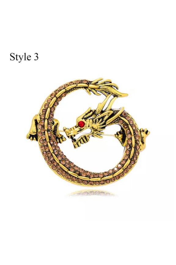 Retro Crystal Enamel Dragon Brooch Pin Women Men Costume Delicate Jewelry Party Gift Hot/-style 3