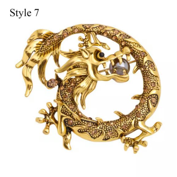 GKNET Retro Crystal Enamel Dragon Brooch Pin Women Men Costume Delicate Jewelry Party Gift Hot/-style 7