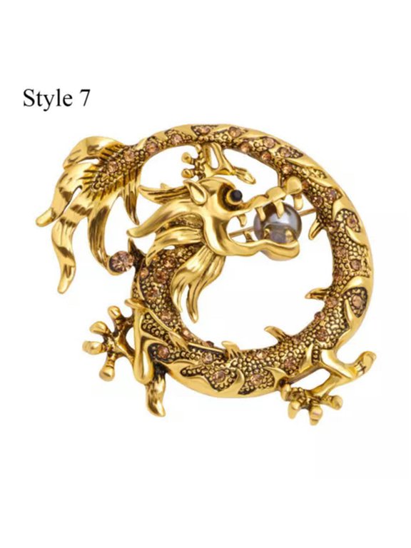 Retro Crystal Enamel Dragon Brooch Pin Women Men Costume Delicate Jewelry Party Gift Hot/-style 7