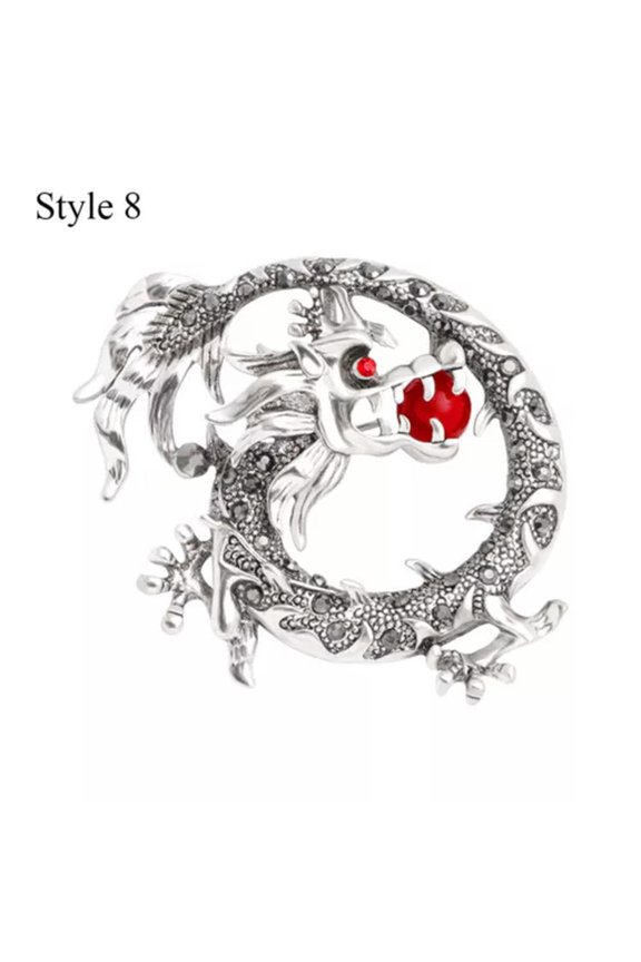 Retro Crystal Enamel Dragon Brooch Pin Women Men Costume Delicate Jewelry Party Gift Hot/-style 8