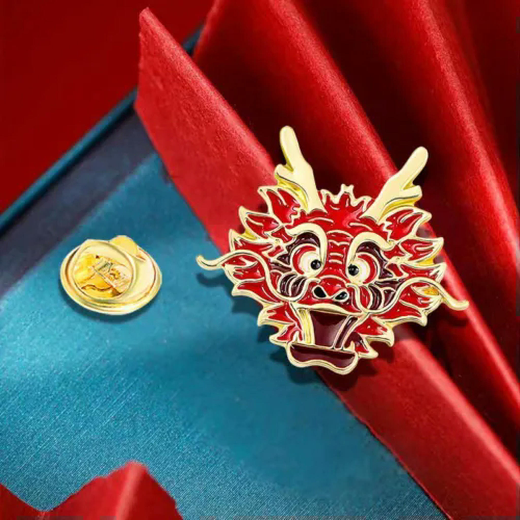 Dragon Sword Brooch Crystal Double-Dragon Lapel Pin Fashion Collar - View #11