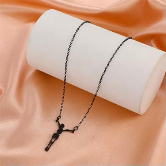 GKNET Retro Halloween Pumpkin Skull Sliver Plated Cross Necklace Delicate Jewelry Women Party-3.Halloween Necklace