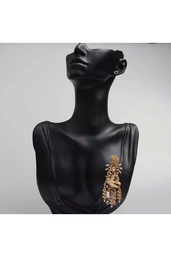 Retro Matte Swallow Brooch Wheat Tassel Flower Pins Suit Jacket Pin Medieval