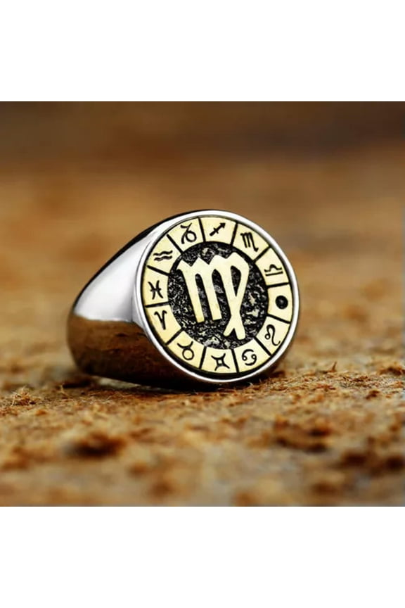 Retro Signs Of The Zodiac Constellation Ring Stainless Steel Men Women Gift Ring-Virgo-10