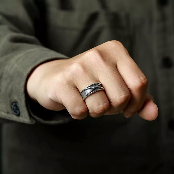 GKNET Retro Time Space Goku Black Ring Punk Gothic Open Ring For _yi