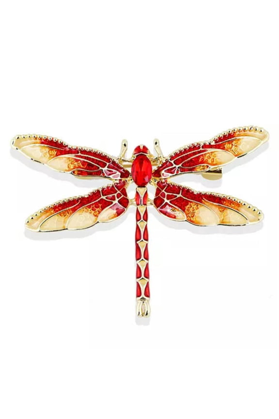 Rhinestone Enamel Dragonfly Brooch Charm Animal Brooch Pin Women Gift Jewelr WY4-Red