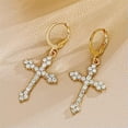 thumbnail image 1 of GKNET Rhinestone Zircon Cross Pendant Earrings For Women Korean Drop Dangle Earrin WY4-Gold-, 1 of 7