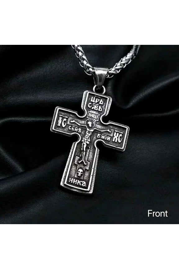 Russian Orthodox Crucifix Cross Pendant Necklace Stainless Steel Delicate Jewelry Gift