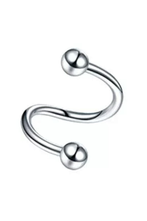 S Shape Nose Ring Lip Ring Ear Stud Brow Ring Body Piercing B Hip Hop Punk Style-silver-taper