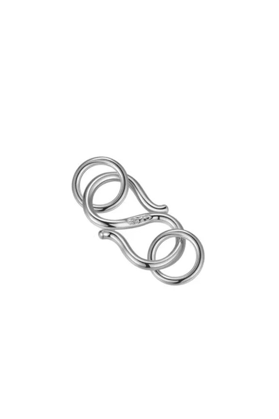 S925 Sterling Silver Hook For Necklace Bracelet Connector Diy Making Accessories-Platinum x S Hook add Ring-2pcs Large