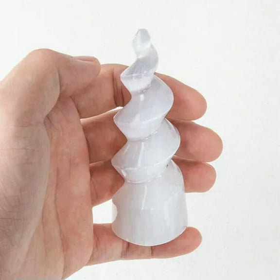 GKNET Selenite Tower Crystal Spiral Energy Wand Point Cleanse Reiki CHARGE Health-about 10cm