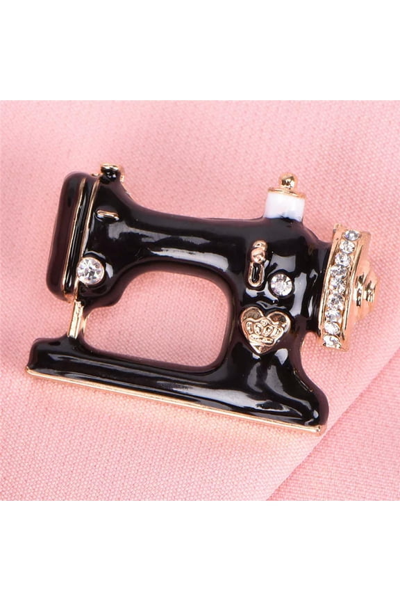 Sewing Machine Brooch Pin Black Enamel Brooch Collar Scarf Decoration Jewelry