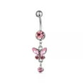 thumbnail image 1 of GKNET Sexy Butterfly Bow Belly Navel Ring Pearl Body Piercing For Women Girls Jewelry-Pink, 1 of 9