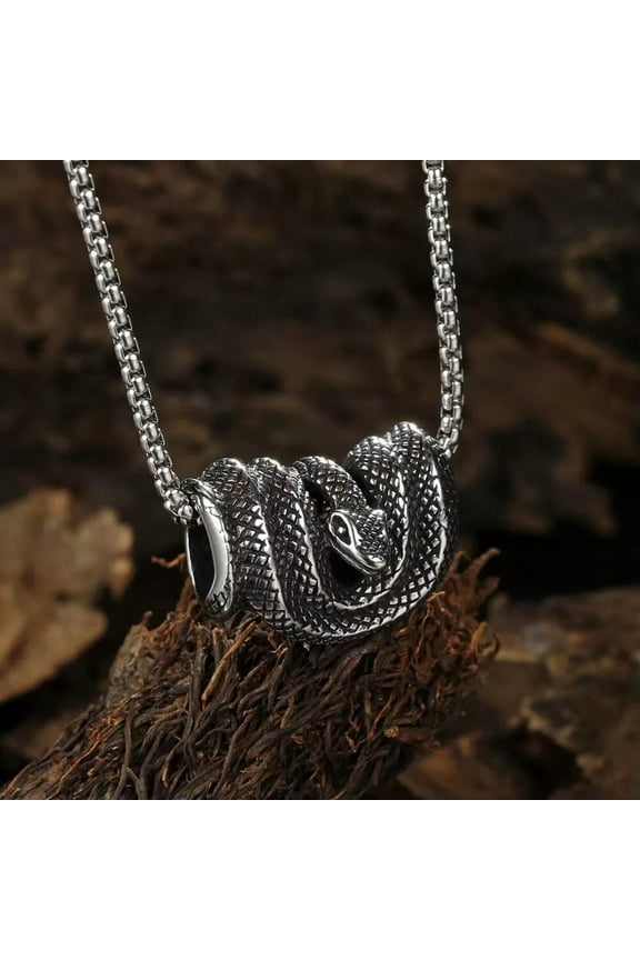 Silver Animal Snake Serpent Pendant Necklace Gothic Retro Rock Delicate Jewelry Chain 24"